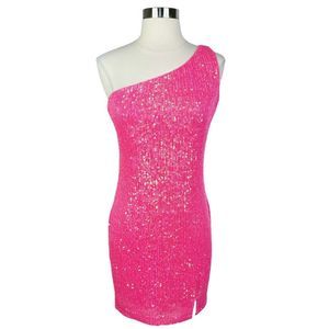 Jump Apparel by Wendy Chaitin Hot Pink Sequin BarbieCore Mini Dress